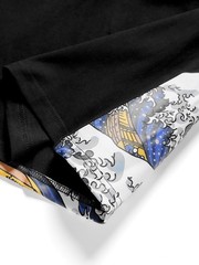 Niepce Men’s Crane and Waves Graphic Tee Japanese Streetwear T-Shirt