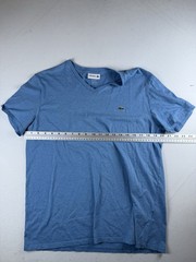 Men’s Lacoste Large Navy Blue Short Sleeve Pima Cotton V-Neck T-Shirt Tight Fit