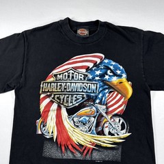 Vintage Harley Davidson 1996 Pacific Honolulu Long Sleeve T-Shirt Eagle Flag M
