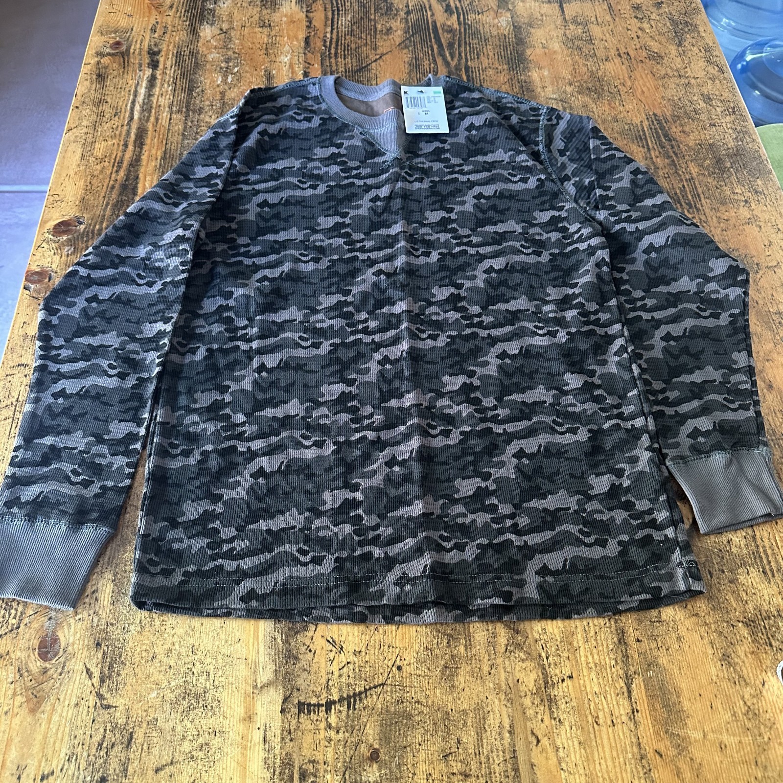 NEW Northwest Territory T Shirt Mens MediumGreen Camo Thermal Waffle Knit Casual