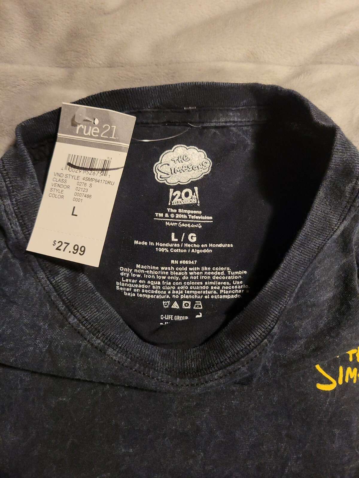 Men's The Simpsons Devilish Bart Simpson Size L Black T-Shirt 100% Cotton NWT gallery