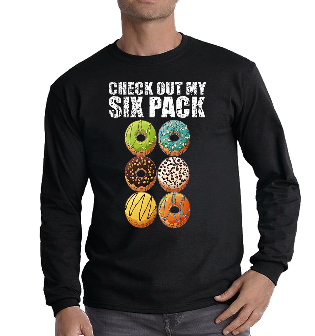 Funny Check Out My Six Pack Long Sleeve T-Shirt Tshirt Mens Funny Gift Gym Joke