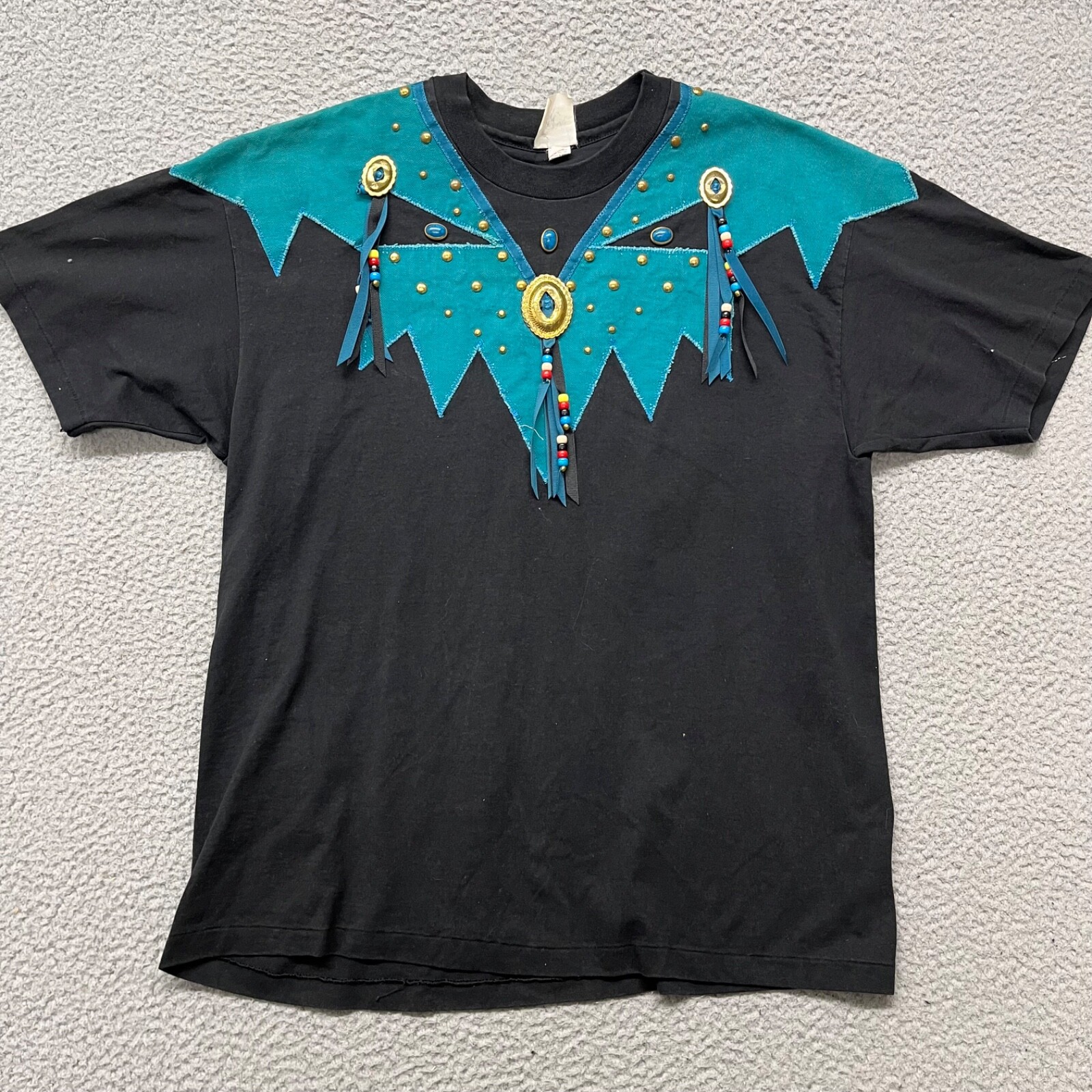 Vtg Navajo Shirt Adult XL Black Indian Indigenous Custom Beaded Southwestern gallery
