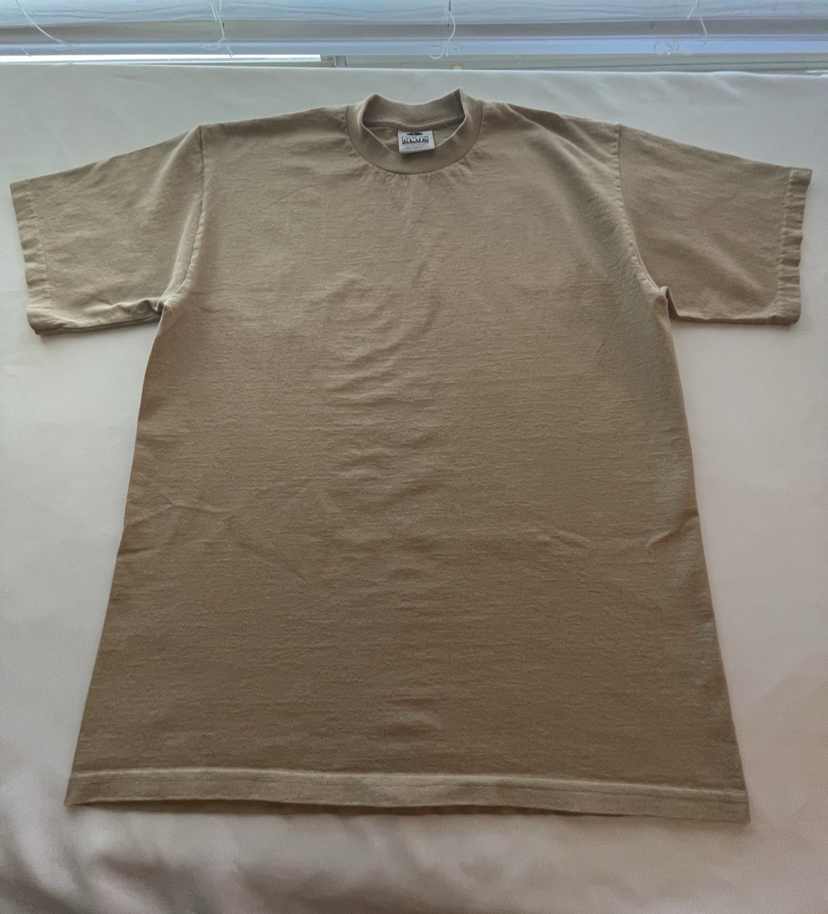 Pro Club Men’s Heavyweight T-Shirt Crew Neck Short Sleeve Cotton Knit Beige L