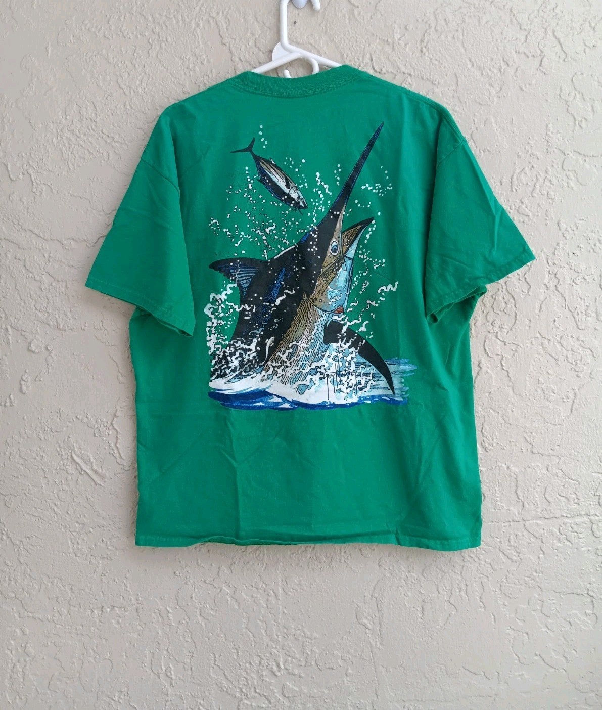 Guy Harvey By AFTCO Bluewater T Shirt Mens Sz: XL Graphic Logo Pocket Green Flaw
