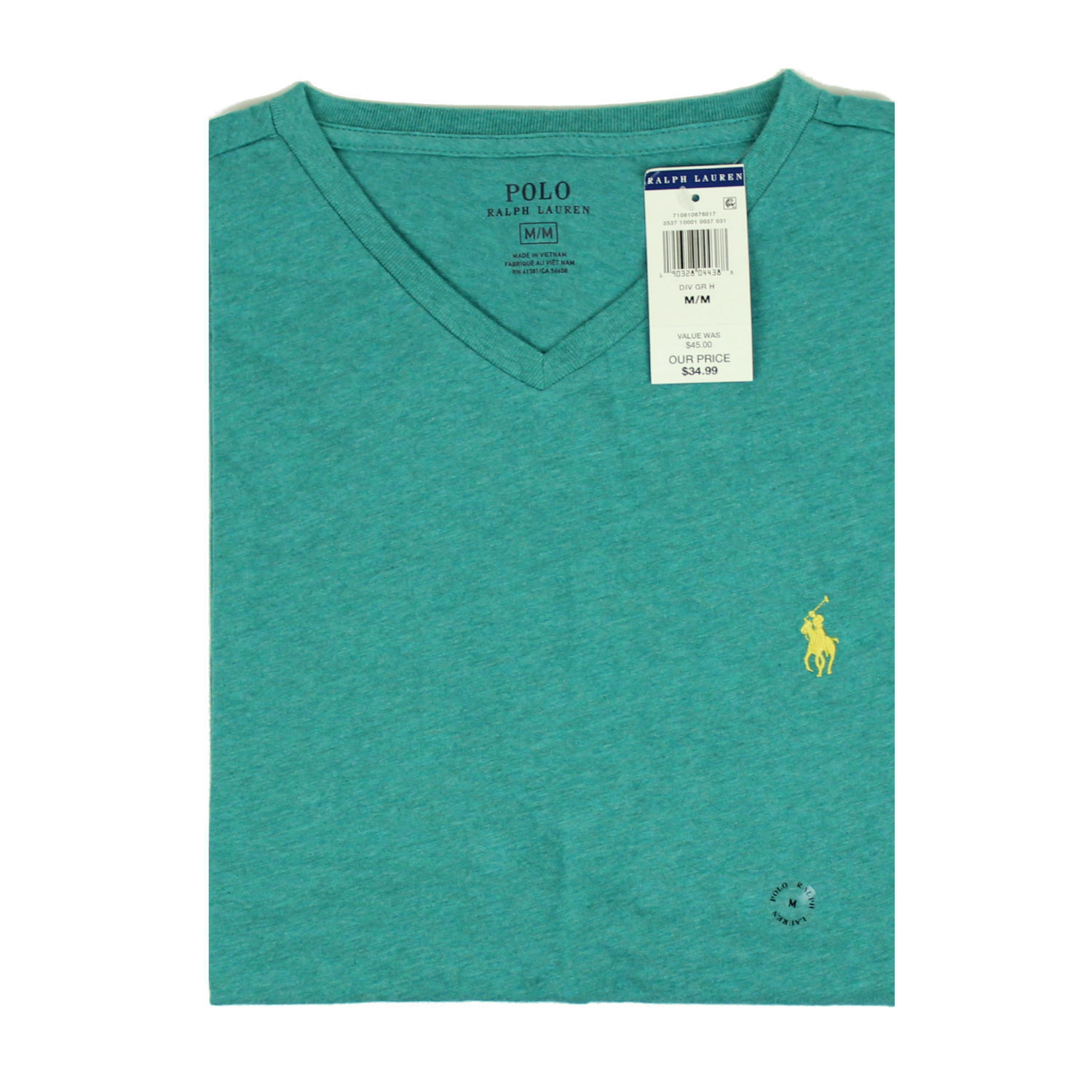 Polo Ralph Lauren Mens S SM V-Neck Modern Classic-Fit T-Shirt Tee Mens DIV Green gallery