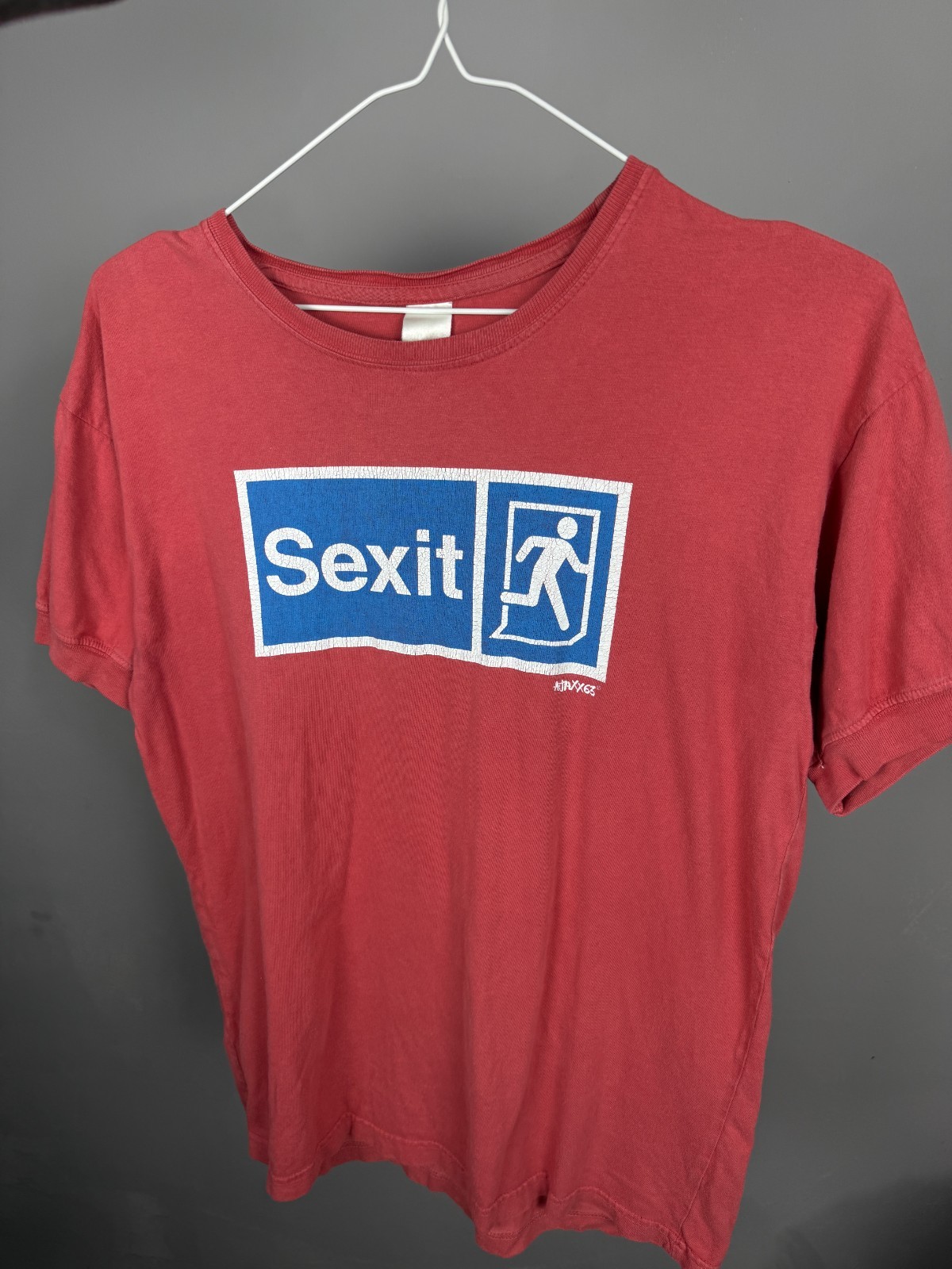 Vintage Sexit Graphic T-Shirt Red Distressed Faded Worn Grunge Style S gallery