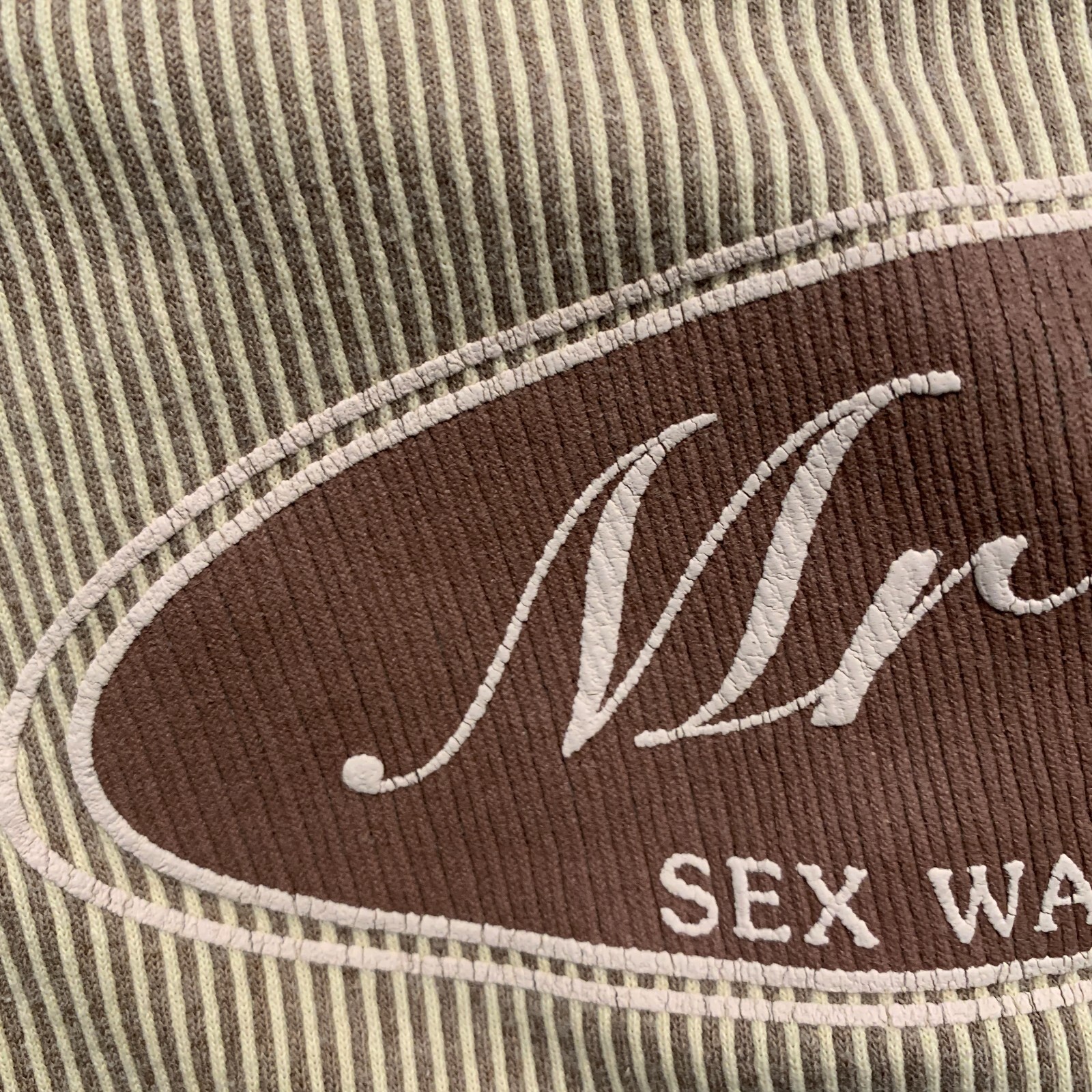 Vintage Mr Zoggs T Shirt Extra Large Brown Stripe Surfer S*x Wax USA Knit Tee gallery