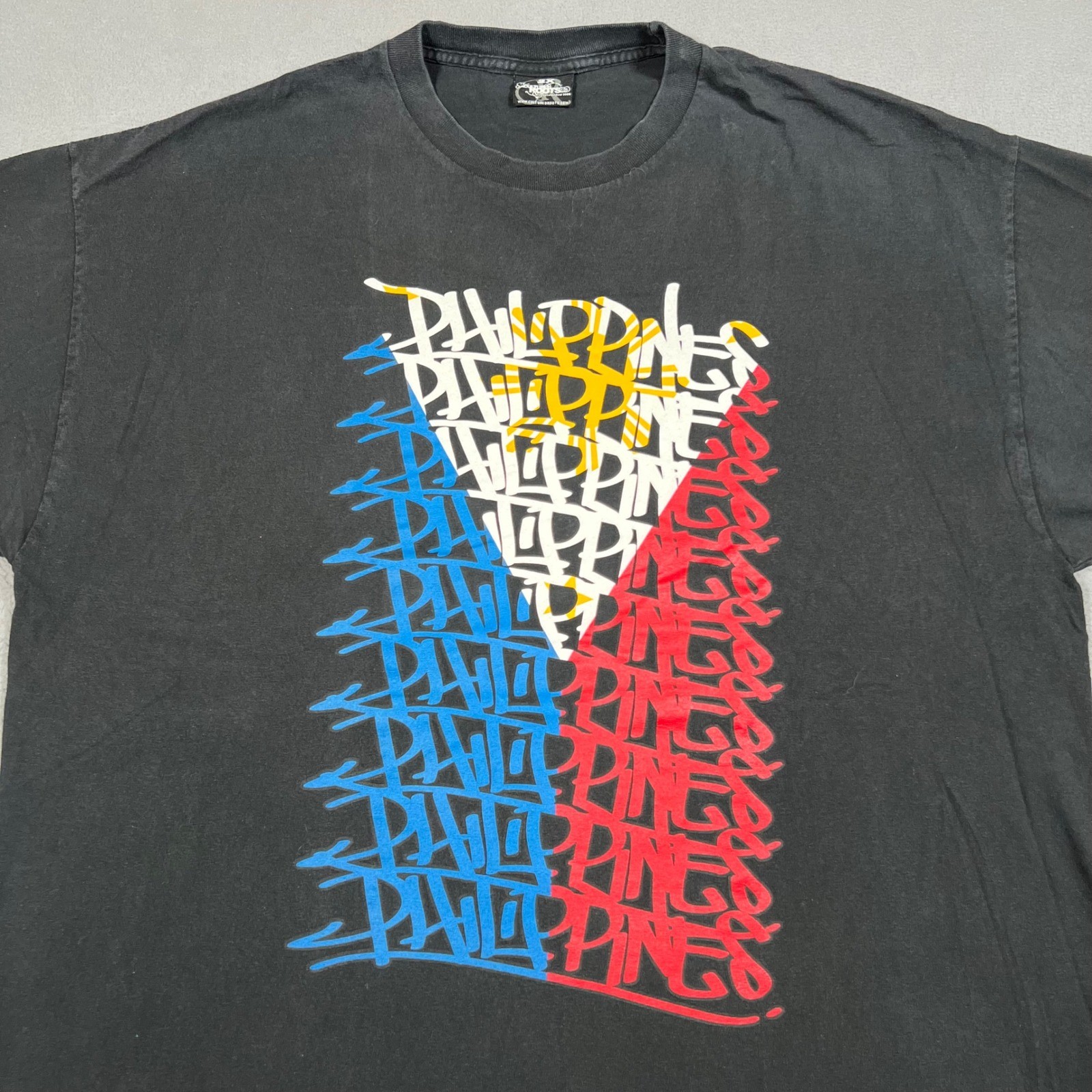 Philippines Flag Graffiti T Shirt Mens 2XL Black Cultured Roots Graphic Tee Y2K