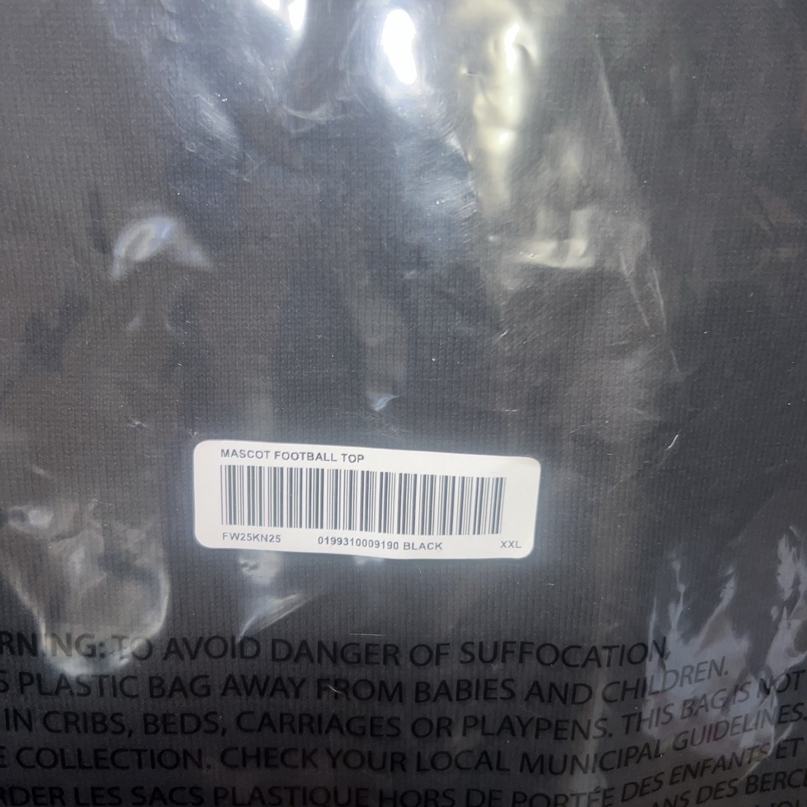 In-Hand Supreme Mascot L/S Football Top Black Size: XXL gallery