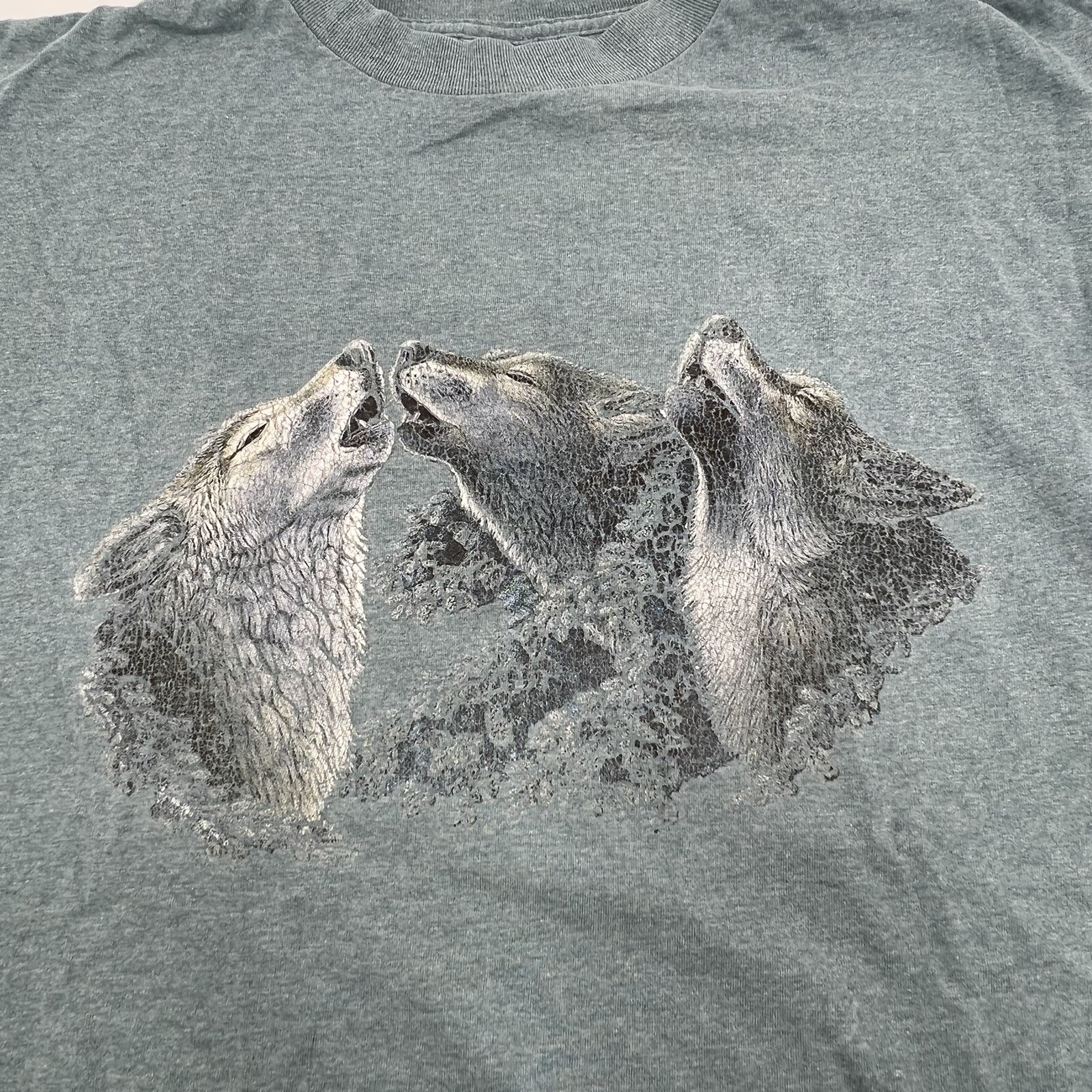 Vintage Wolves Shirt Single Stitch Mens XL Blue Gray Oneita Howling