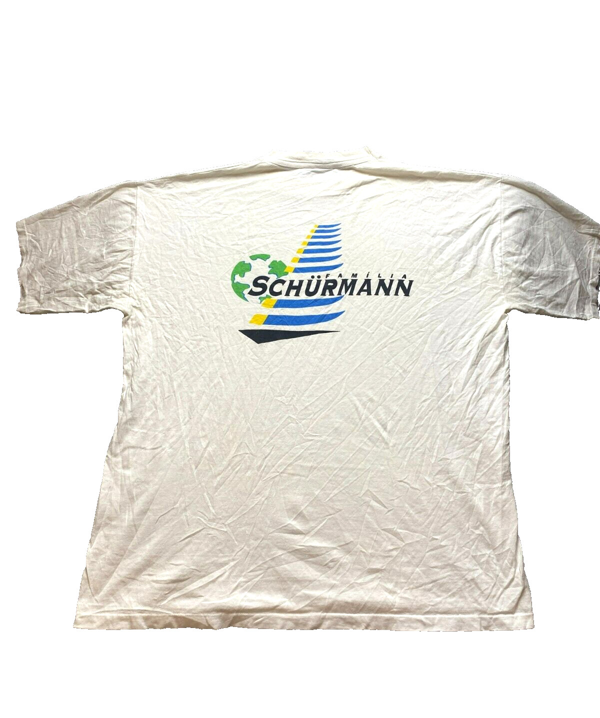 VTG Familia Schurmann Shirt Adult Extra Large Ivory Single Stitch Sailboat Mens gallery