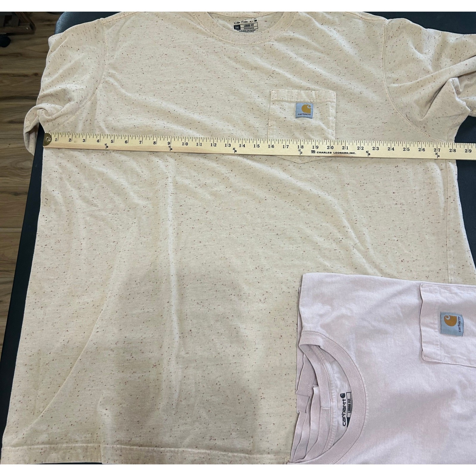 Carhartt Pocket T-Shirt Mens 3XL Pink Oatmeal Loose Fit Workwear Lot of 2 Cotton gallery