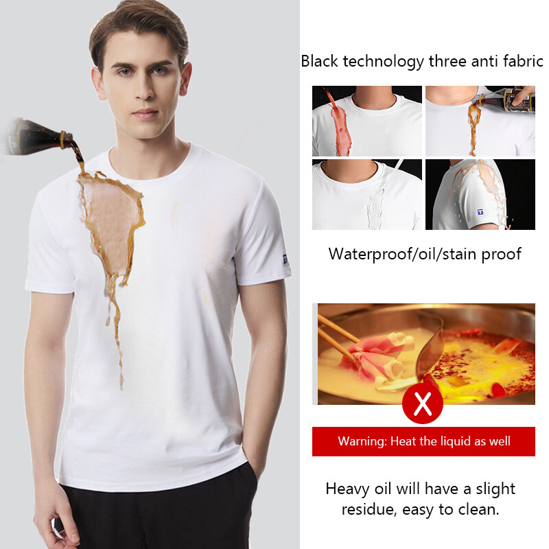 Men T Shirt Waterproof oil stain proof Short Sleeve Tee Summer Casual Streetwear gallery