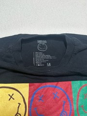 Nirvana Multi-Color Smiley Face Grid Graphic T-Shirt Size M