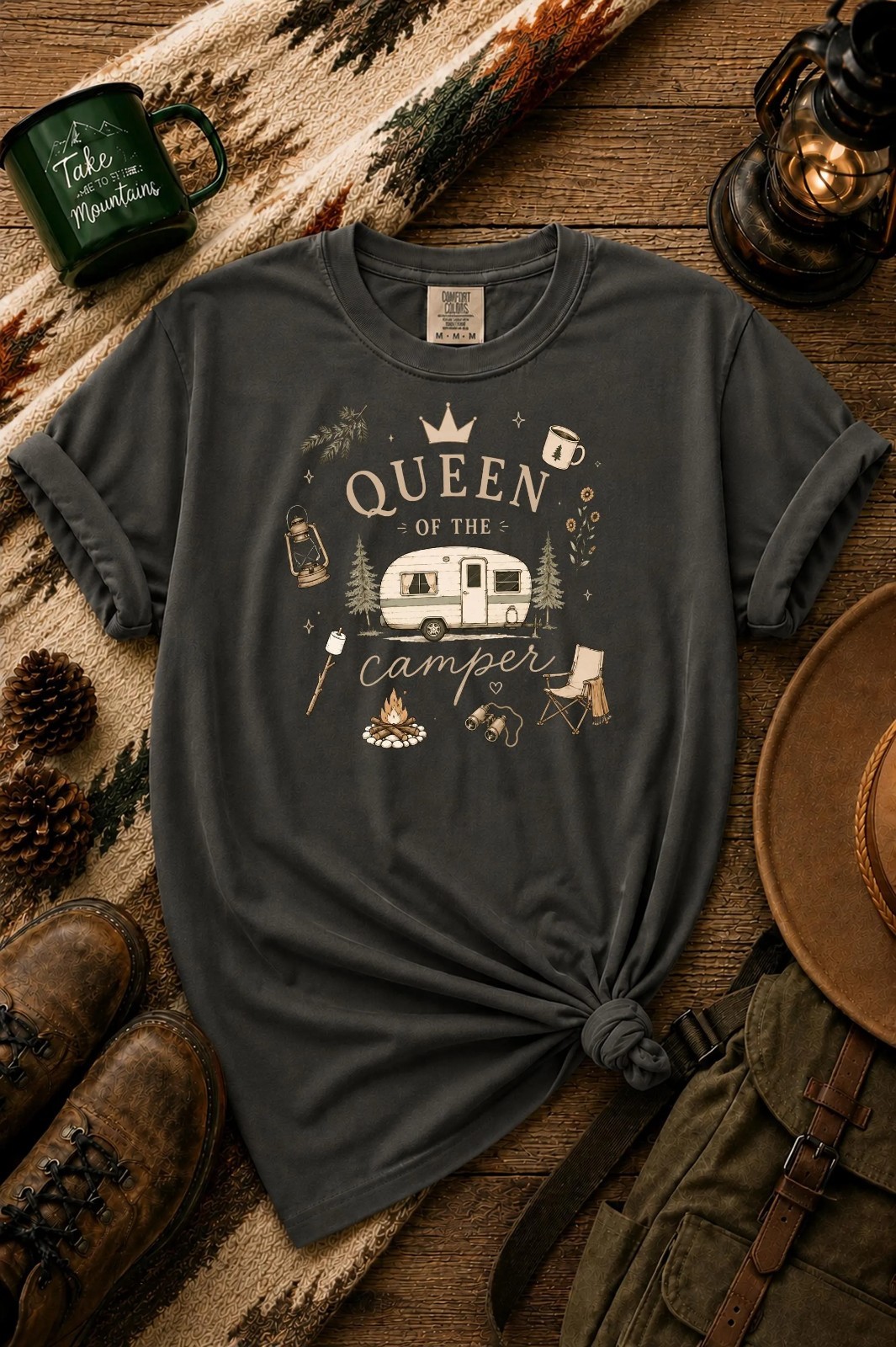 Queen of the Camper Shirt, RV Camping Graphic Tee T-Shirt gallery
