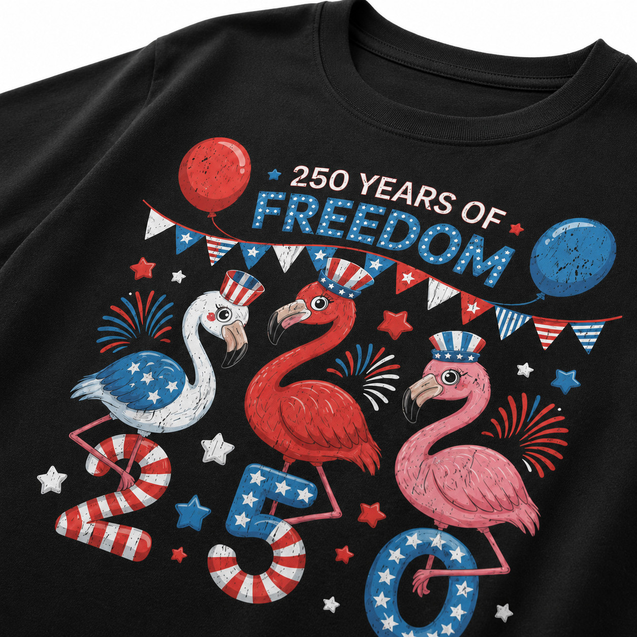 Flamingos Patriotic 250 Years of Freedom Spirit Men Women T-Shirt gallery