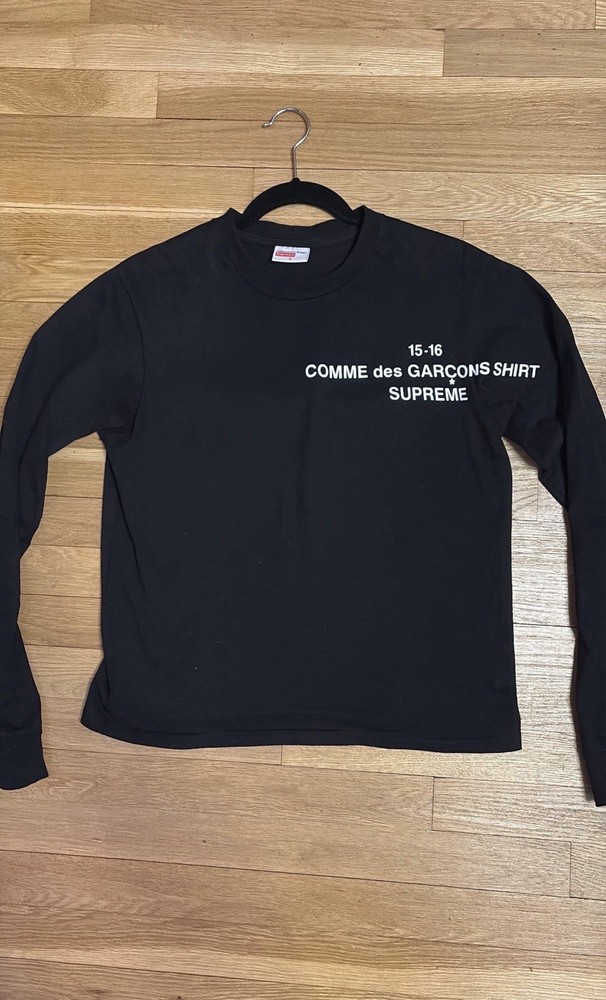 Supreme x Comme des Garcons CDG FW15 Long Sleeve Black T-Shirt Size S