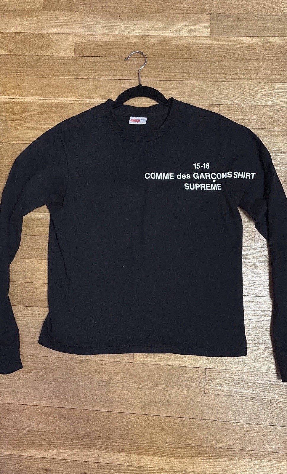 Supreme x Comme des Garcons CDG FW15 Long Sleeve Black T-Shirt Size S