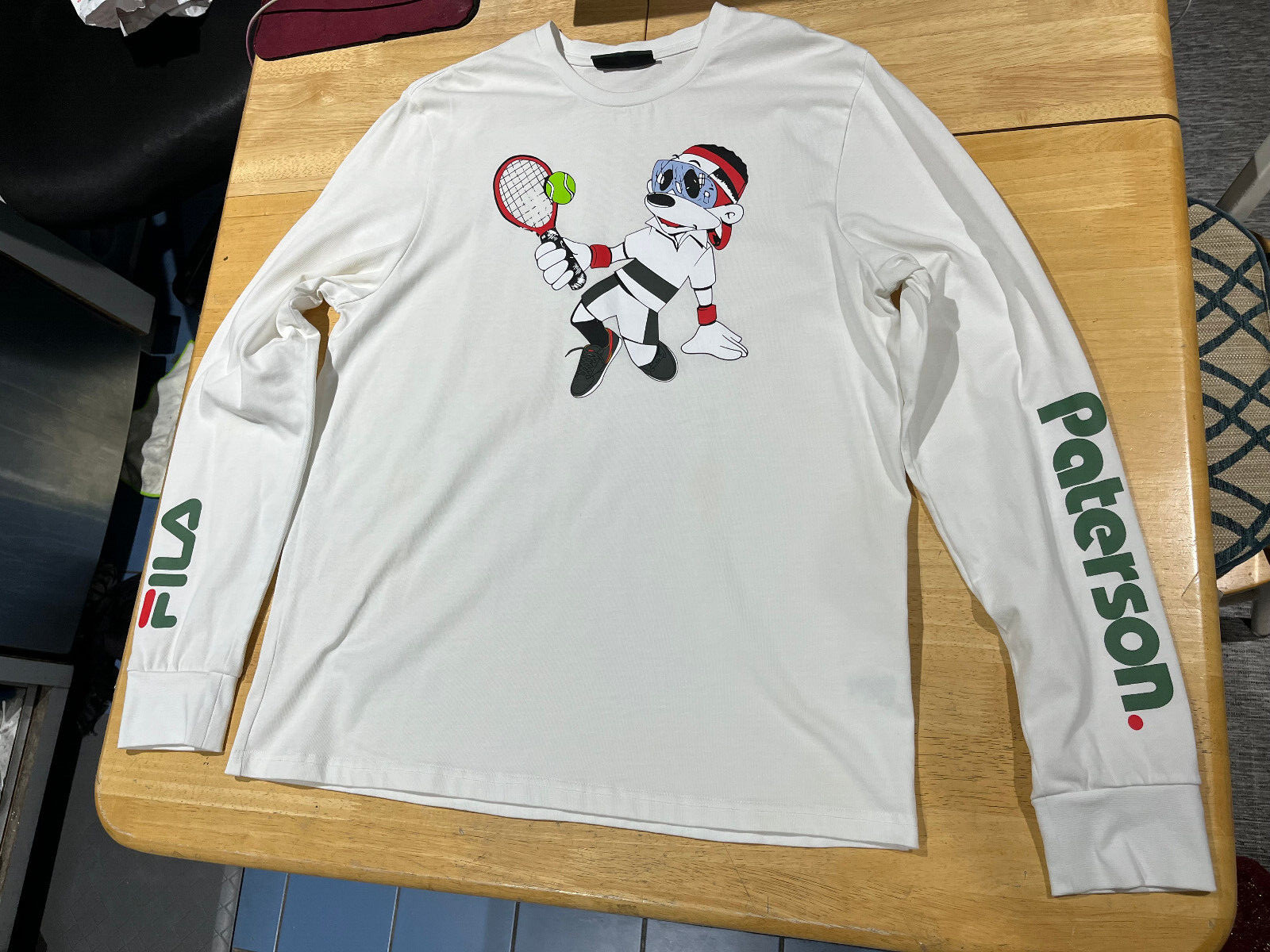 FILA x Patterson Tennis Graphics WHITE Long Sleeve T-Shirt - Men's Sz L gallery