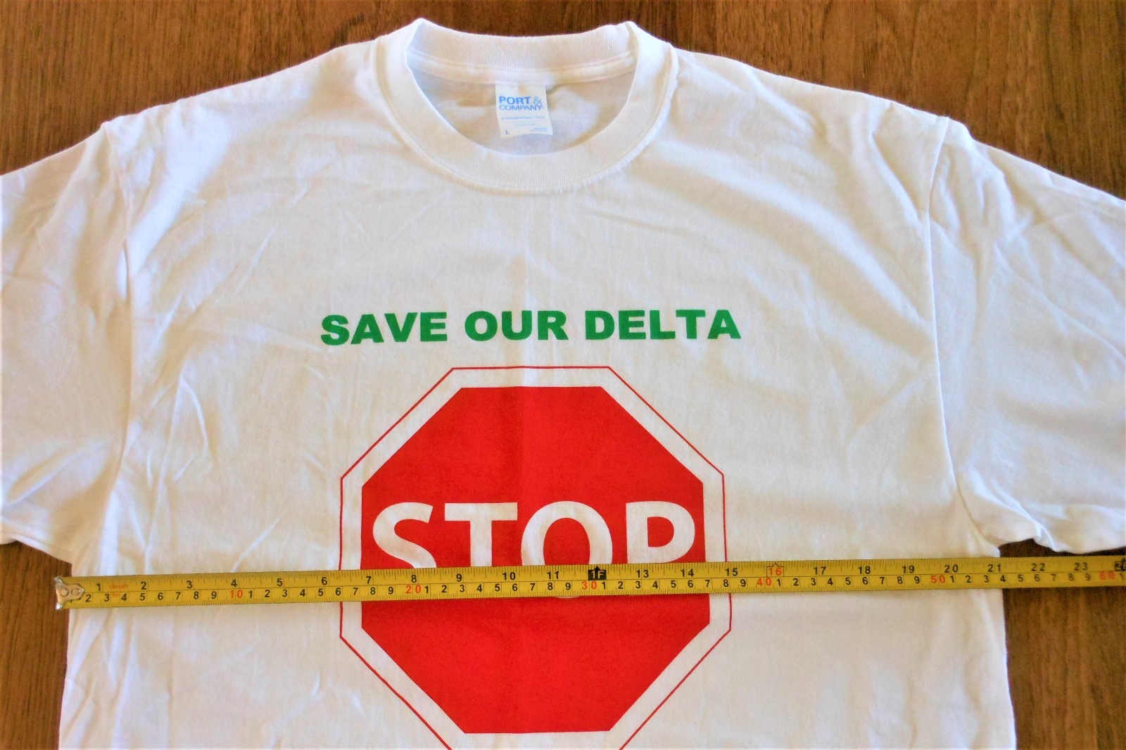 Save Our Delta Stop the Tunnels No Gates T Shirt White Red Size L CA Delta gallery