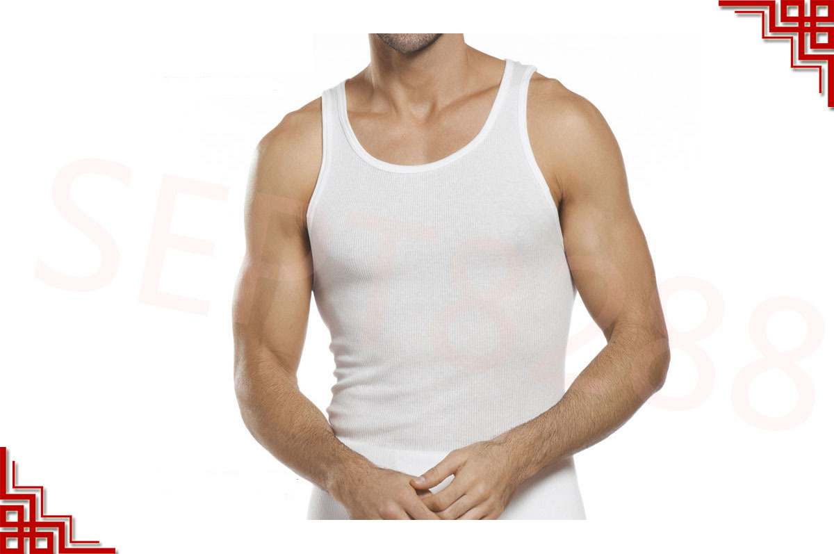 3-12 Packs Mens 100% Cotton Tank Top A-Shirt Undershirt Ribbed Black White Gray gallery