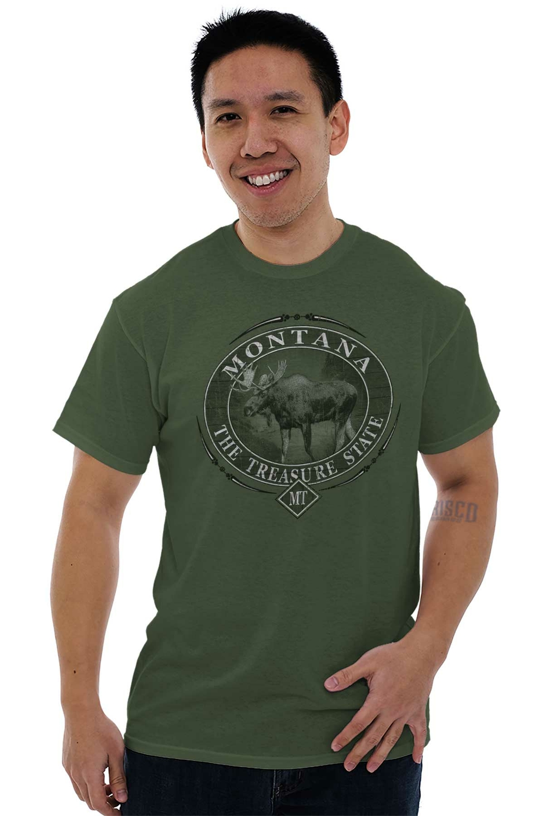 Montana Treasure Mountain Moose Wildlife MT Adult Short Sleeve Crewneck Tee gallery