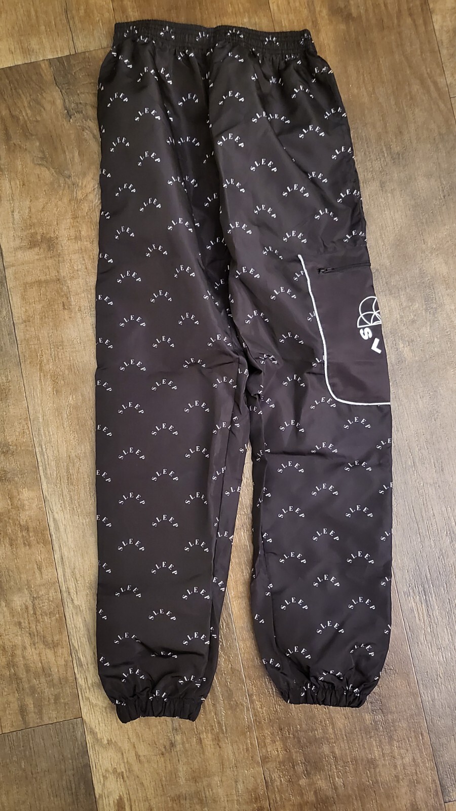Get Some Sleep GSS Nylon Elastic Band Black White Logo Pants