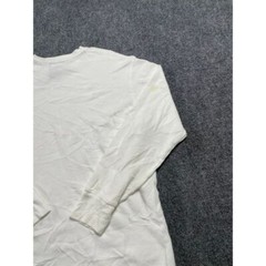 Men’s White Waffle Knit Ribbed Cuff Crew Neck Long Sleeve Thermal Shirt Size L