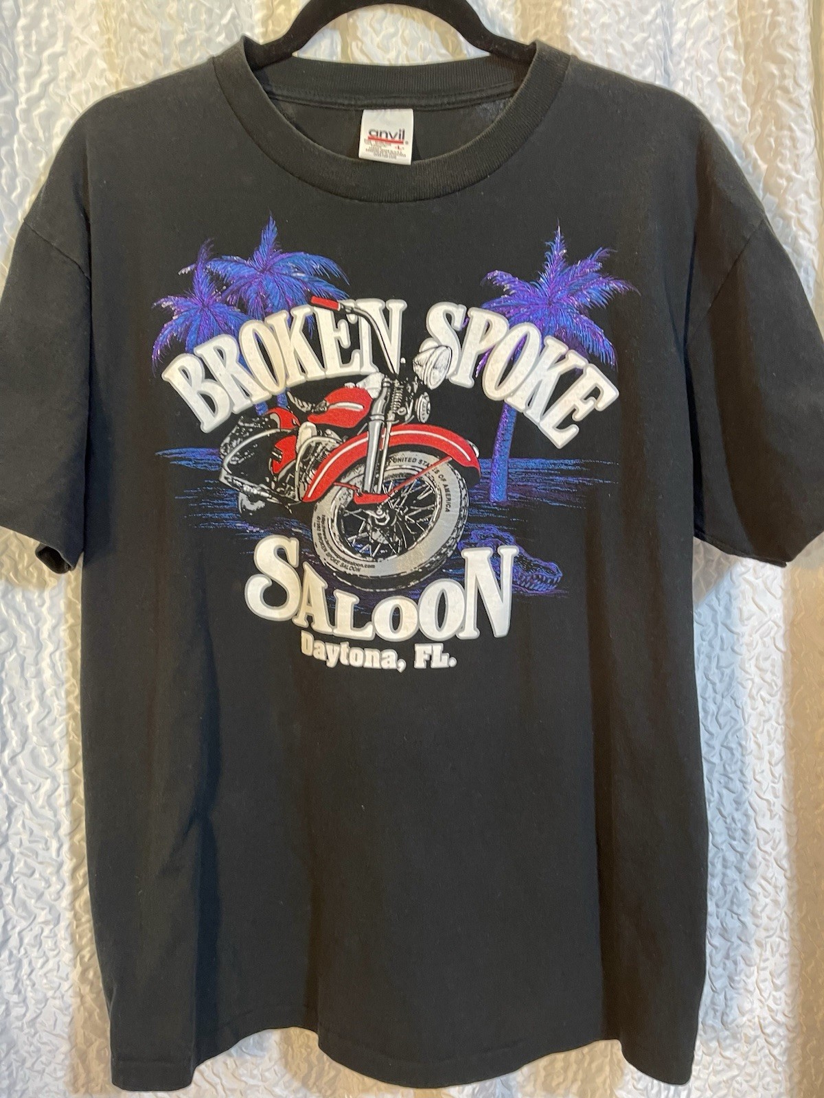 Vintage BROKEN SPOKE SALOON Single Stitch Bike Week motorcycle L Daytona 90s GUC gallery