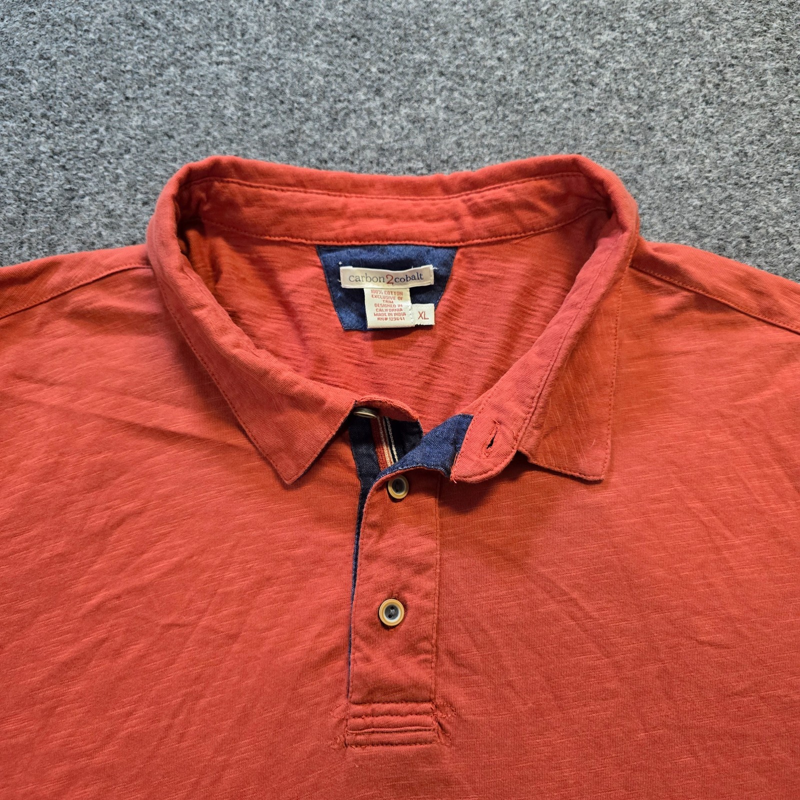 Carbon 2 Cobalt Top Mens Size XL Orange Polo Short Sleeve Slub Knit Casual Basic gallery