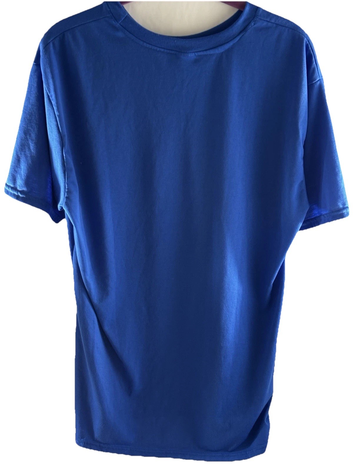 Mens Pullover T- Shirt Bright Blue Polyester Easy Care Unbranded No SIZE READ gallery