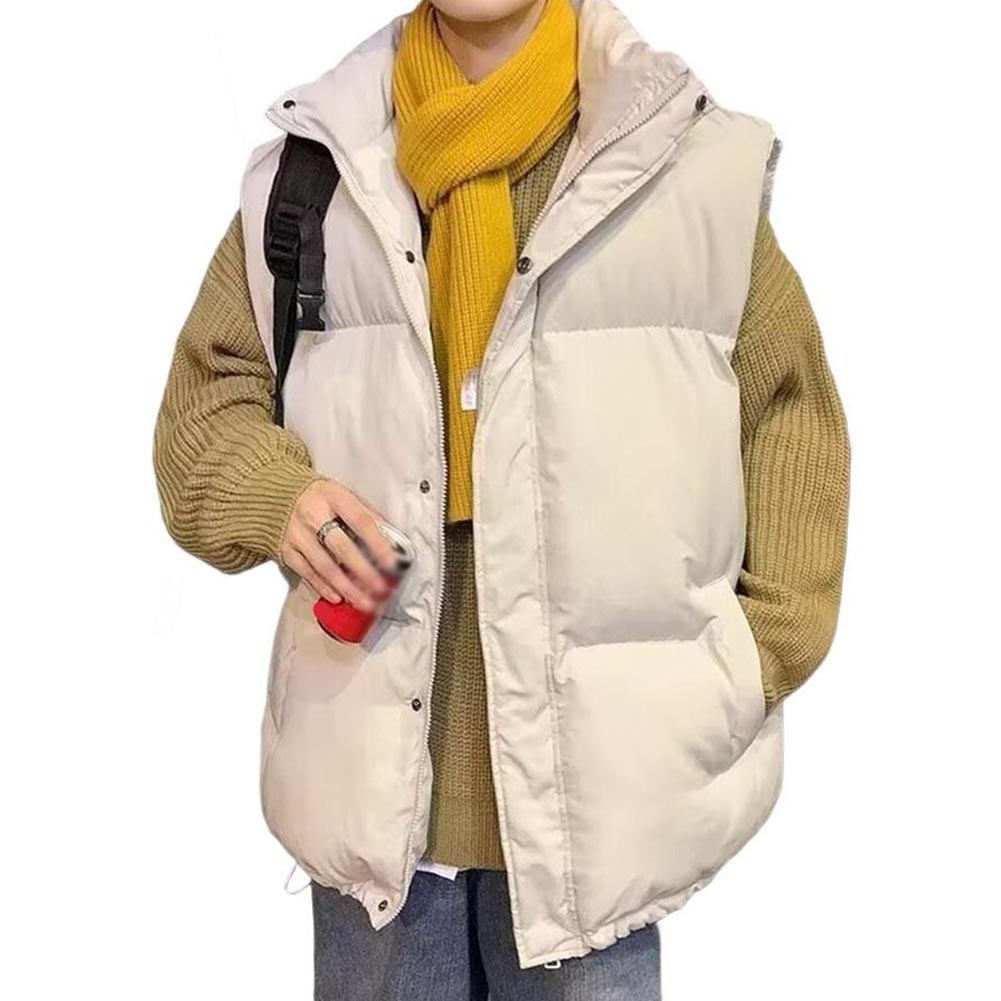 Men Sleeveless Vest Polyester Stand Collar Casual Solid Color Outerwear gallery