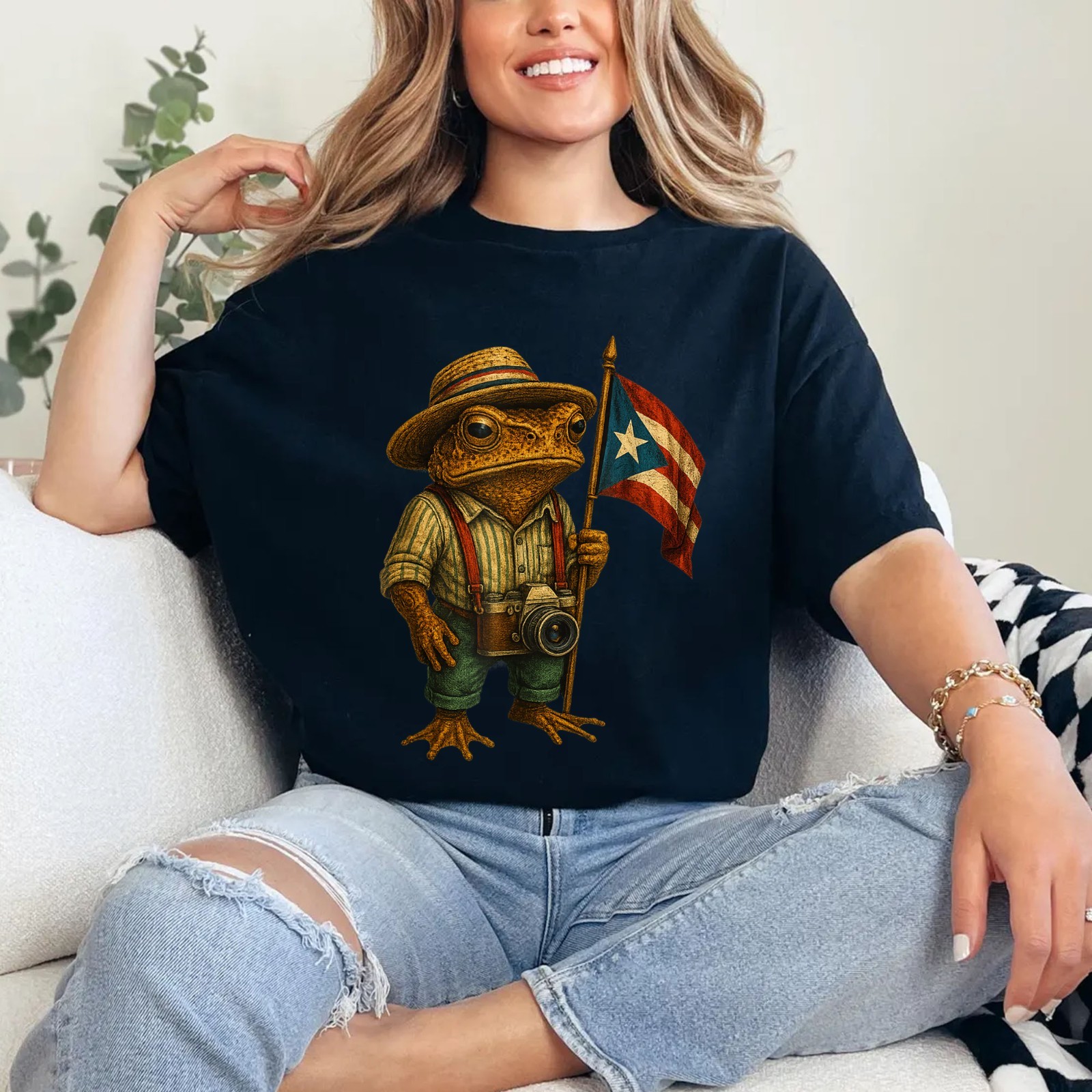 Coqui Frog Puerto Rico Puerto Rican Flag Taino Boricua T-Shirt gallery
