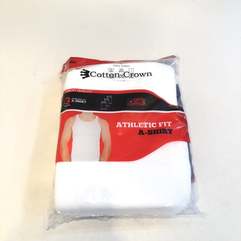 Cotton Crown Men’s Athletic Fit A-Shirt 3-Pack White L