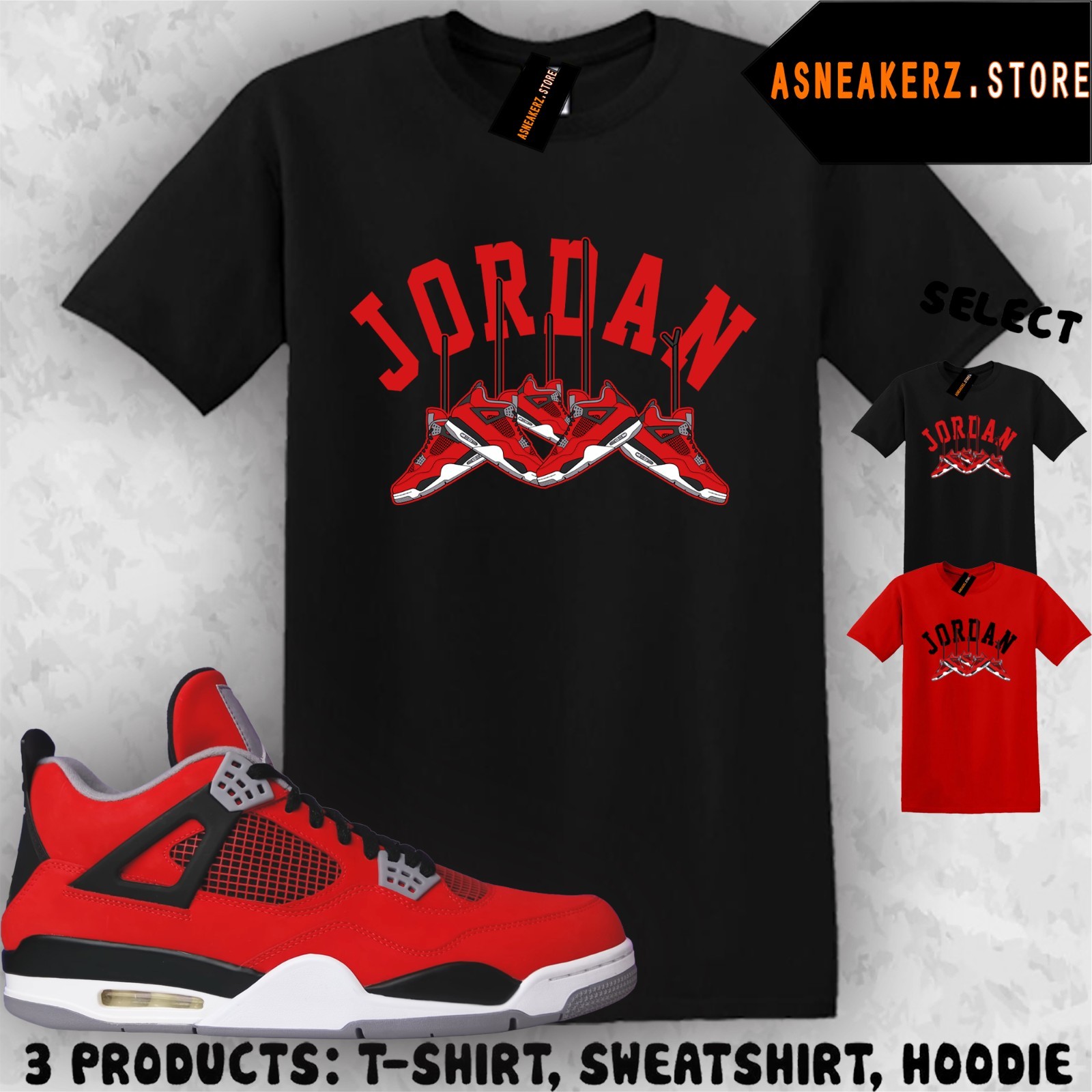 Tee Shirt Matching AJ 4 Toro Bravo 2026 To Match Sneaker Shoe Hanging 4s T-Shirt
