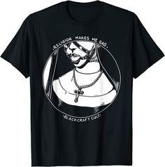 NEW ! Religion Makes Me Gag Black Craft Cult Goth Nun Dark T-Shirt Gift S-5XL