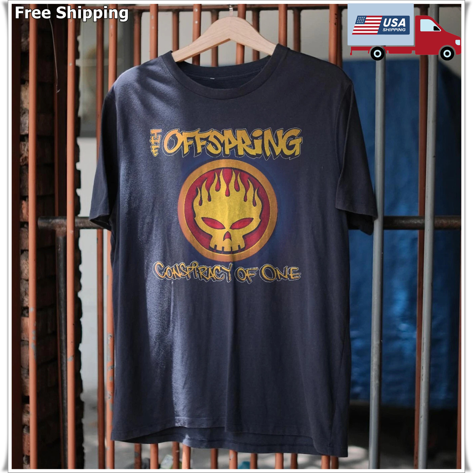 HOT! The Offspring Tee Conspiracy of One Album Unisex Navy T-shirt Size S-5XL