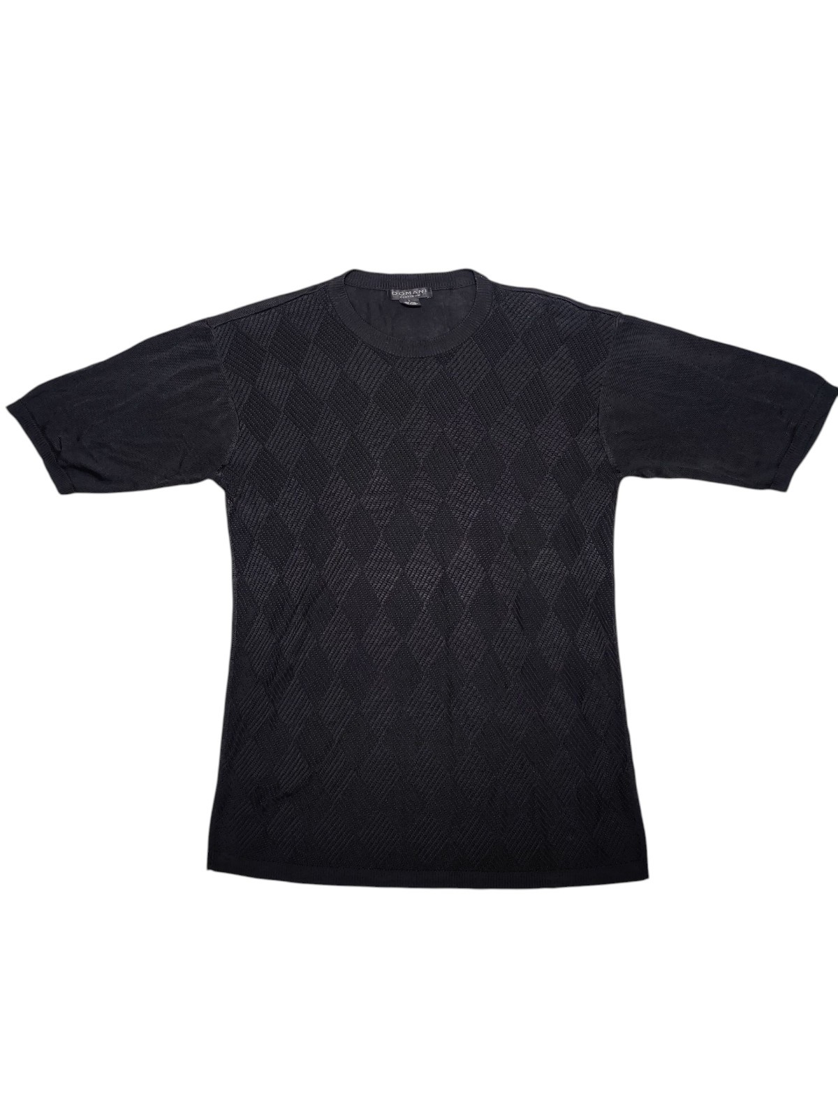 Domani Platinum Silk Blend Diamond Pattern Short Sleeve Pullover Top Men’s L