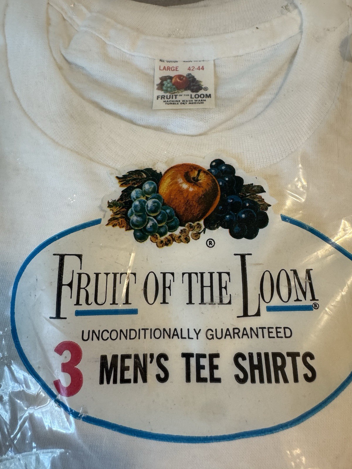 Vintage 60s Fruit Of The Loom Men’s Tee Shirt 3 Pack White Large USA NOS gallery