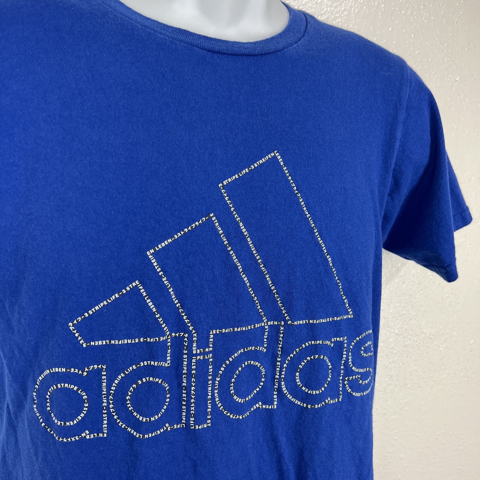 Adidas Shirt Men Small Blue Logo Graphic Short Sleeve Active Casual Go-To Tee gallery