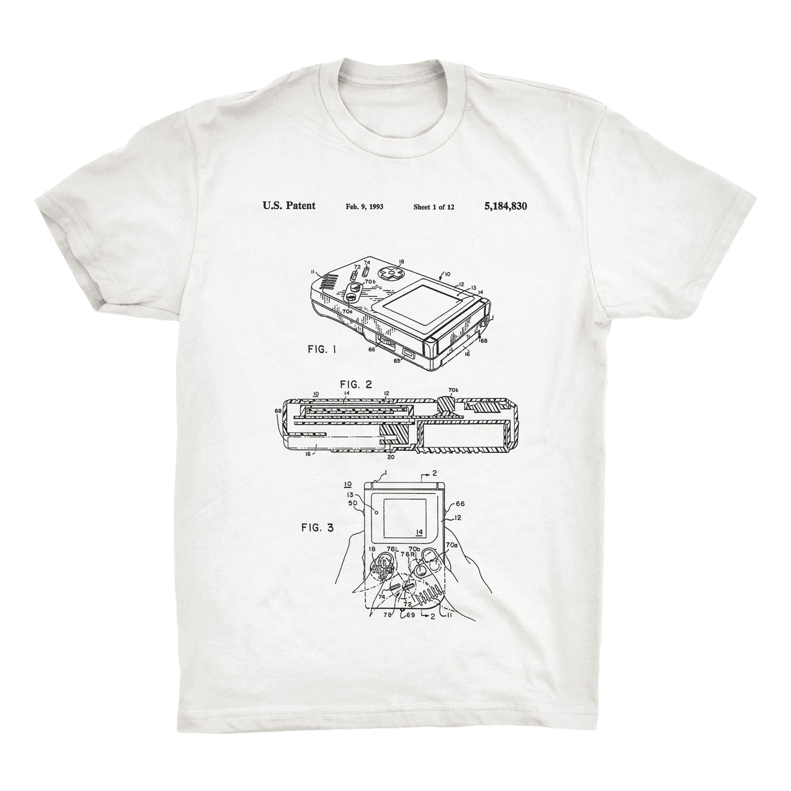 Atari Gameboy Patent T-Shirt.100% Cotton Comfy Tee on Black White or Gray. NEW gallery