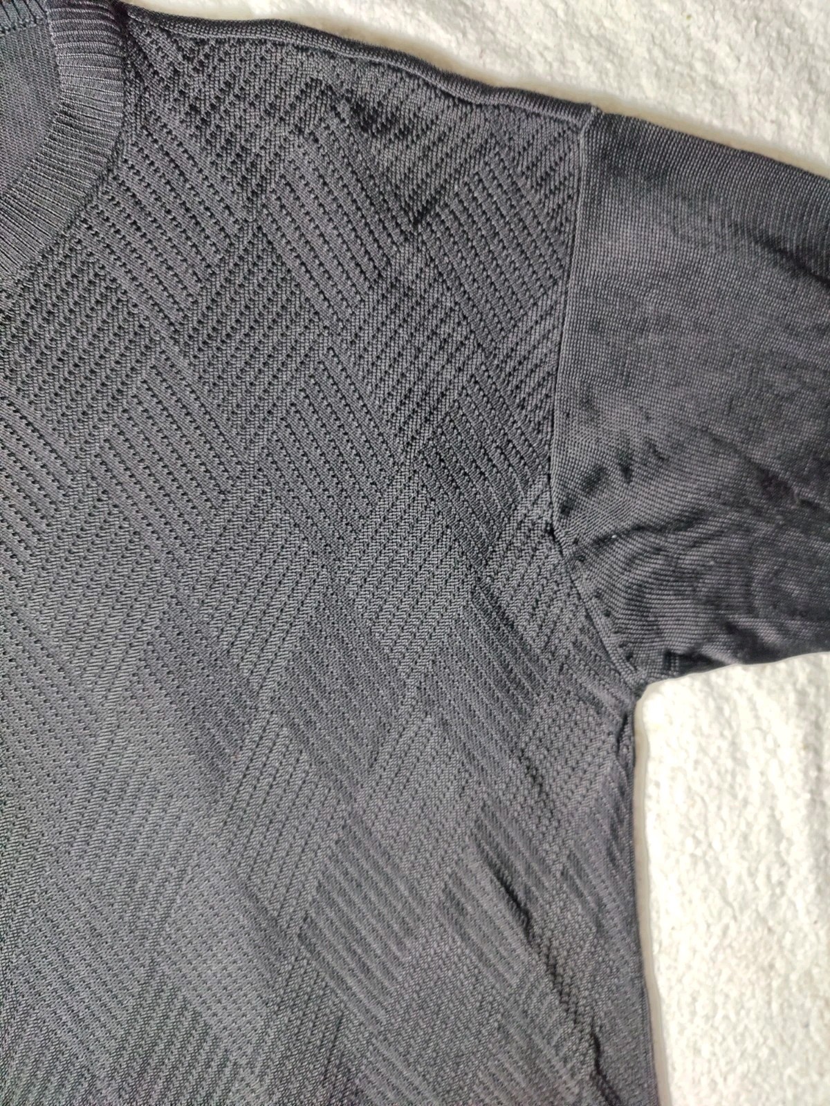 Domani Platinum Silk Blend Diamond Pattern Short Sleeve Pullover Top Men's L gallery