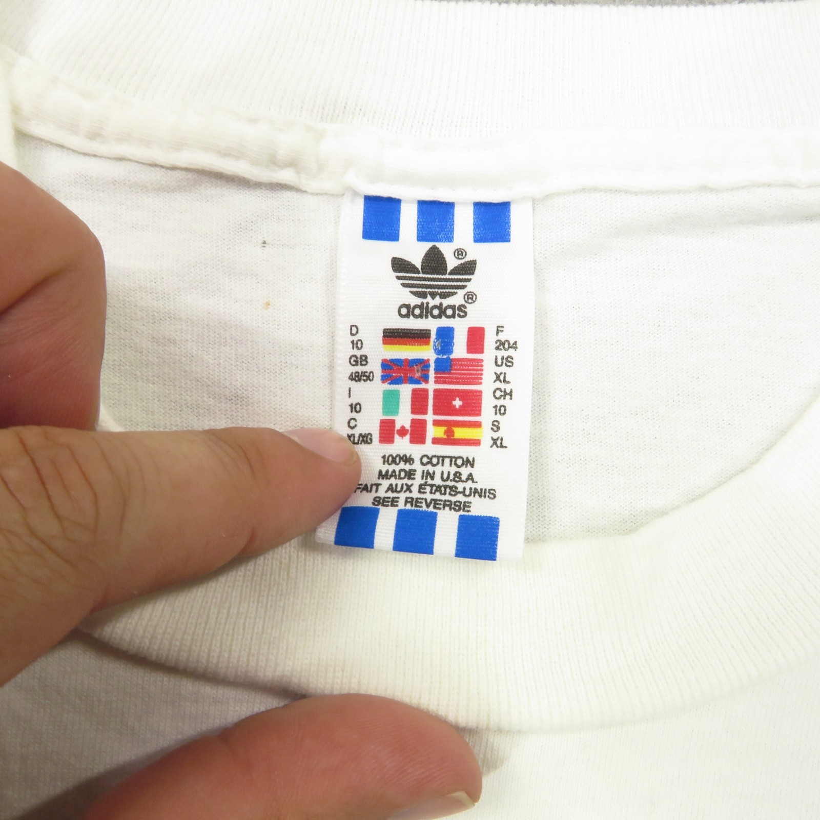VTG Adidas Shirt Men XL 90s USA American Flag Graphic Tee Spellout Single Stitch gallery