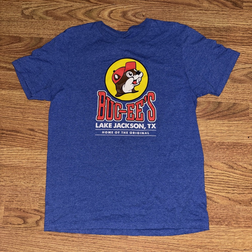 New 2X Buc-ee’s Logo Lake Jackson TX Souvenir Blue Cotton Blend T-shirt Size 2X