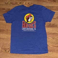 New 2X Buc-ee’s Logo Lake Jackson TX Souvenir Blue Cotton Blend T-shirt Size 2X