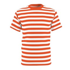 Orange & White Striped T-Shirt AOP Preppy Striped Shirt Team Colors T-Shirt