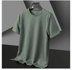 New Men Summer Waffle Round Neck Short Sleeve T-Shirt Breathable Stylish Gift