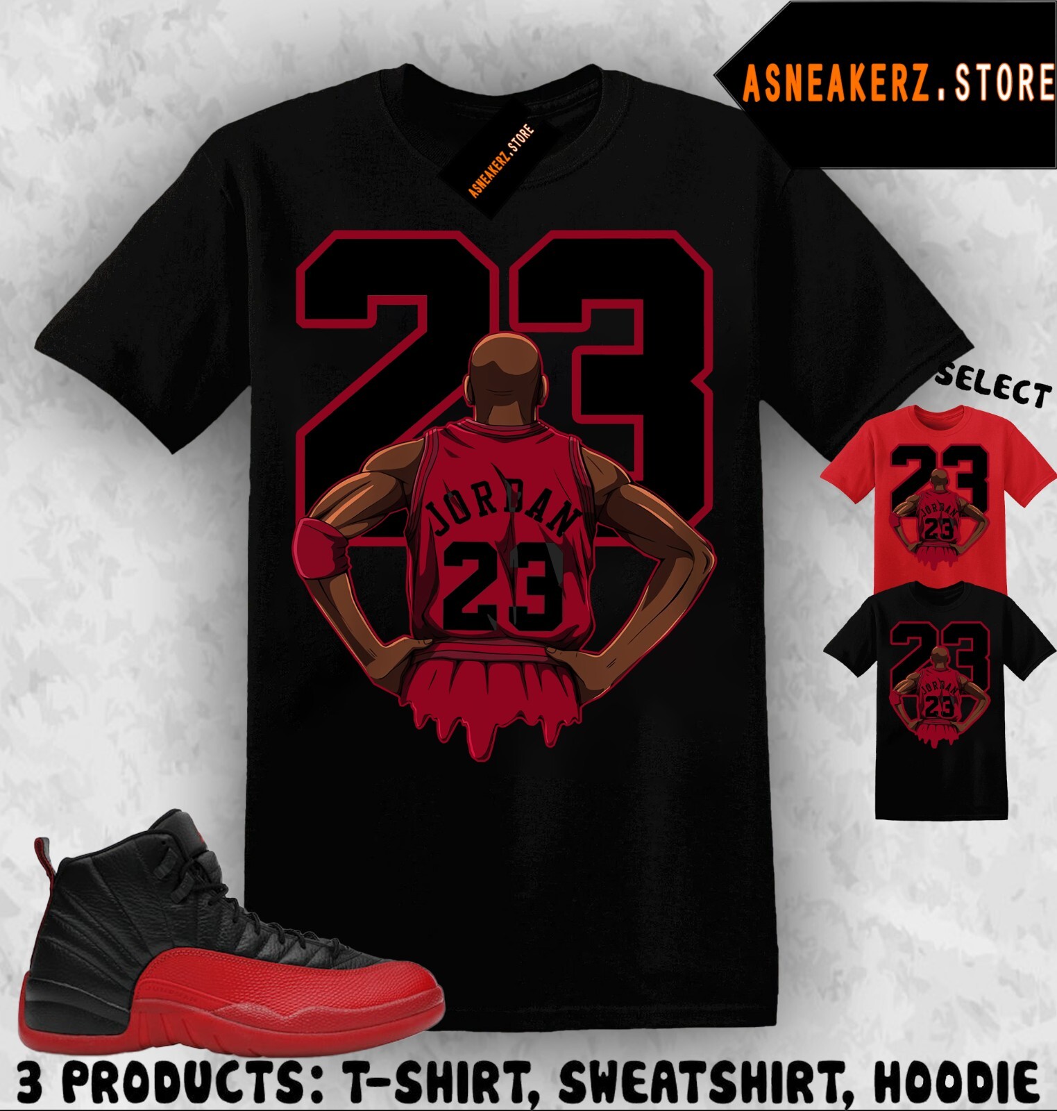 Shirt To Match AJ 12 Flu Game Sneaker Matching Tee MJ Back 23 T-Shirt gallery