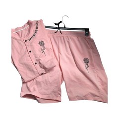 Manfinity Homme Men’s 2-Piece Set Large Baby Pink Button Shirt & Shorts Rose Gra